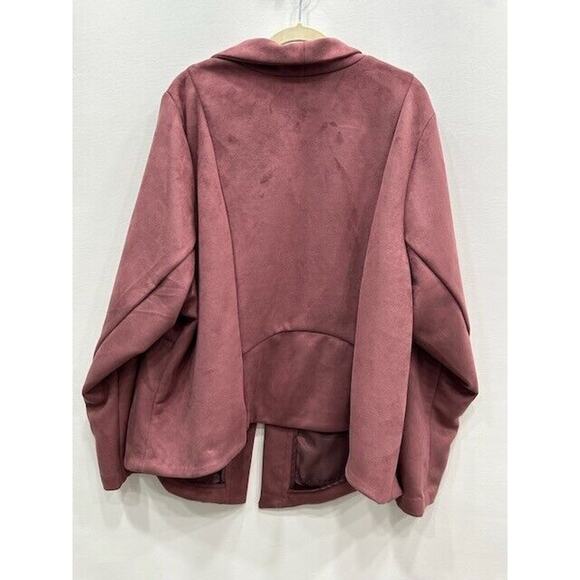 Torrid Womens Faux Suede Peplum Jacket Spread Collar Moto Mauve Pink Plus Size 4 - Picture 3 of 12